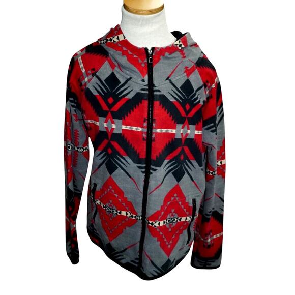 Ralph Lauren LRL Lauren Active Southwestern Aztec Zip Hoodie Jacket Size M - Picture 2 of 8
